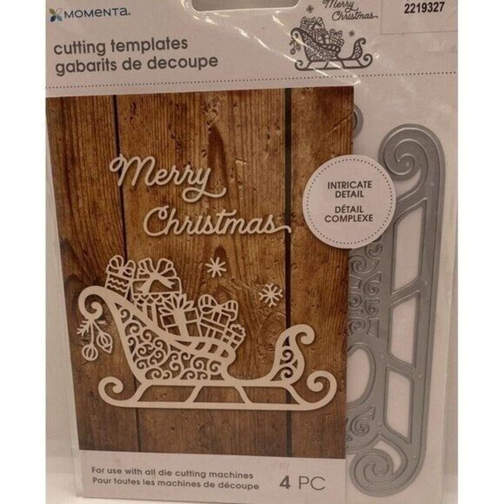 Momenta Die Cutting Template Merry Christmas Santa Sleigh Presents 2219327 4pcs.